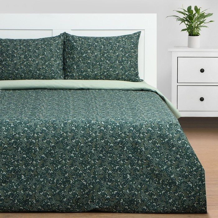 Постельное бельё Этель ЕВРО Small leaves, 200х217 см, 220х240 см, 50х70 см -2 шт, поплин (9947005), фото 1