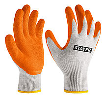 STAYER  ULTRA, S-M, х/б перчатки с рельефным латексным покрытием, противоскользящие, 13 класс (11403-S)