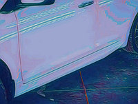 Накладки на пороги до брызговиков "BSM Team" (АБС-пластик) для Hyundai Accent (2017+)