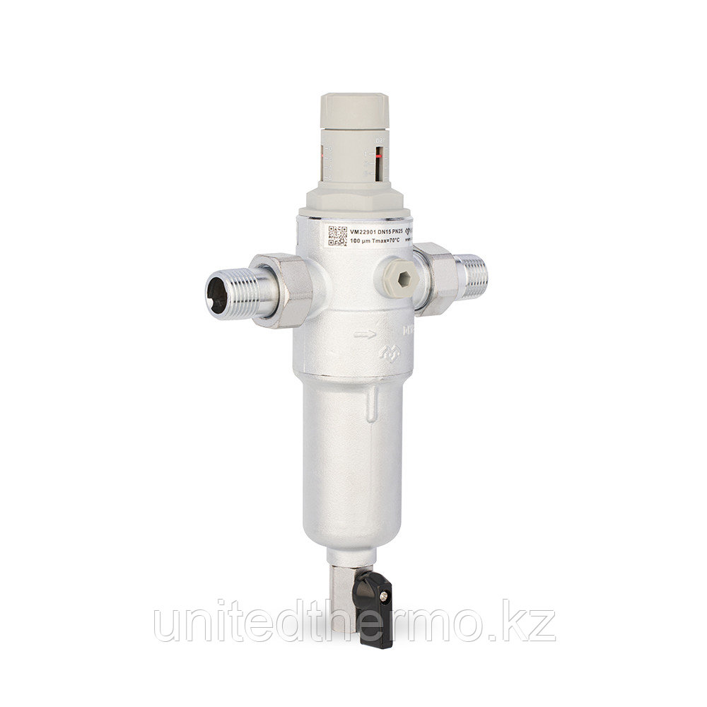 Фильтр промывной 1/2", комбинированный с редуктором, PN25, для ХВС и ГВС, с разъемными соединениями