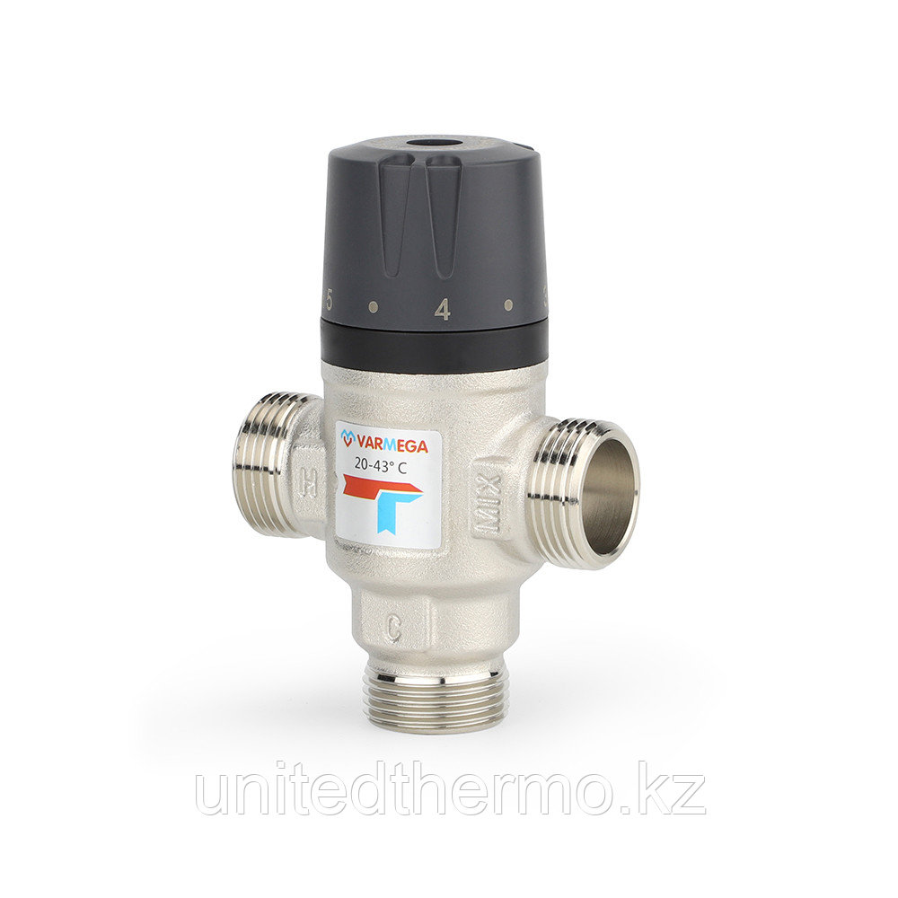 Термосмесительный клапан 1/2" (Kvs 1.7), ВР, 30-65°, смешение вниз (термоэлемент Vernet, Франция)