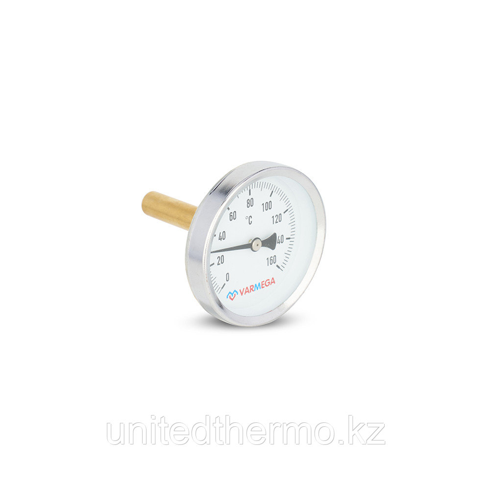 Термометр 160°С, 1/2", 63 мм, штуцер 50 мм биметаллический с погружной гильзой