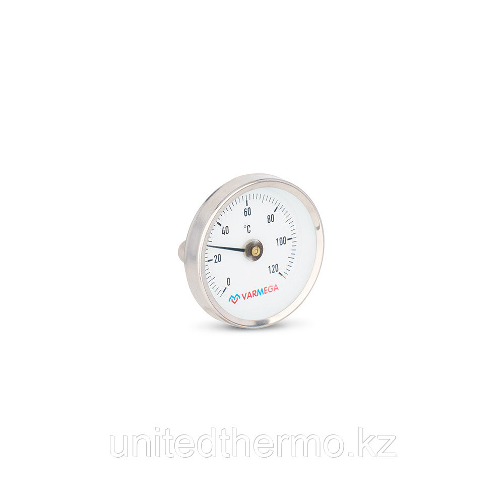 Термометр 63 мм биметаллический накладной, 120°С, с пружиной