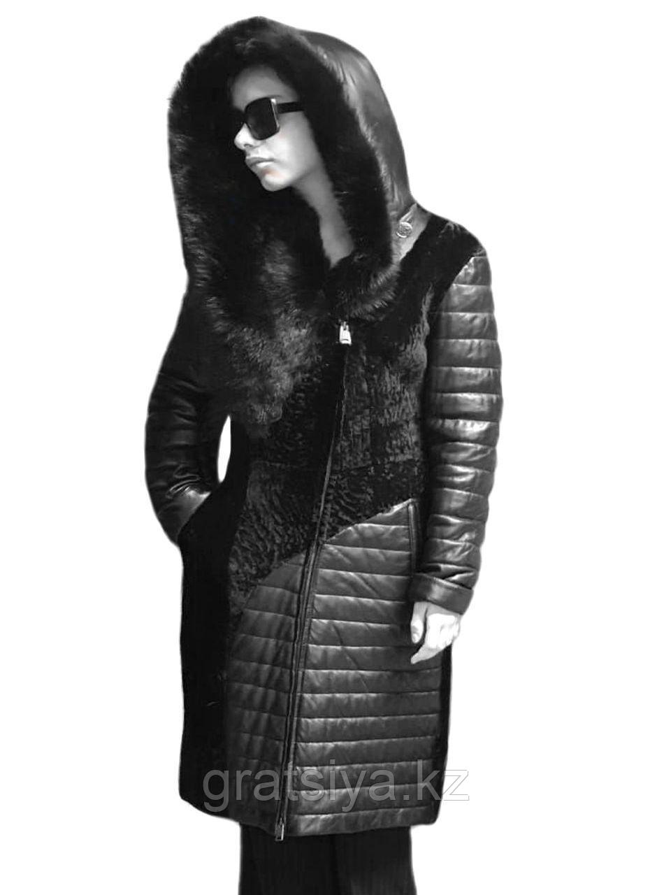 Дубленка Женская, Зимняя, Кожаная с Натуральным Мехом из Мутона Черная - фото 1 - id-p95674696