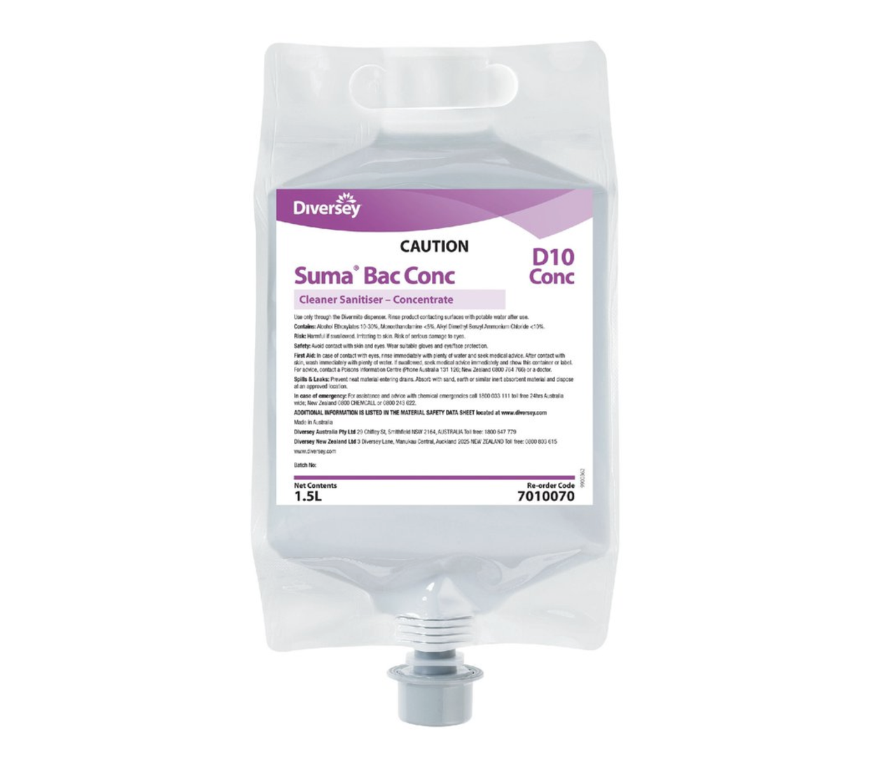 SUMA BAC D10 CONC 1.5l  - универсальное моющее и дезинфицирующее средство, фото 1