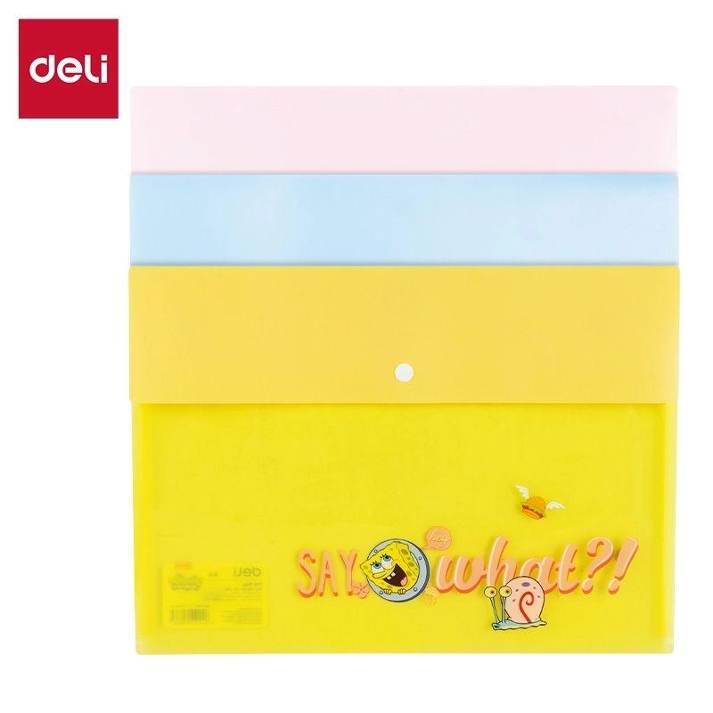 Папка-конверт для тетрадей DELI "SpongeBob", А4, на кнопке, ассорти, фото 1