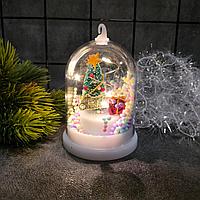 Снежный фонарь новогодний с огоньками разноцветный