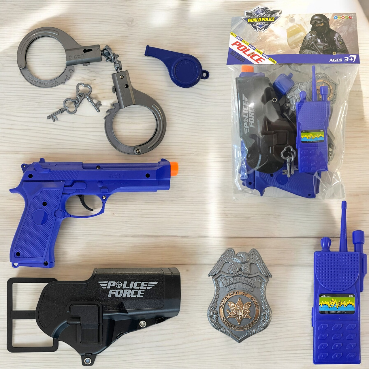 34450 Полицейский набор в/п синий Forceset Power gun 28*19см
