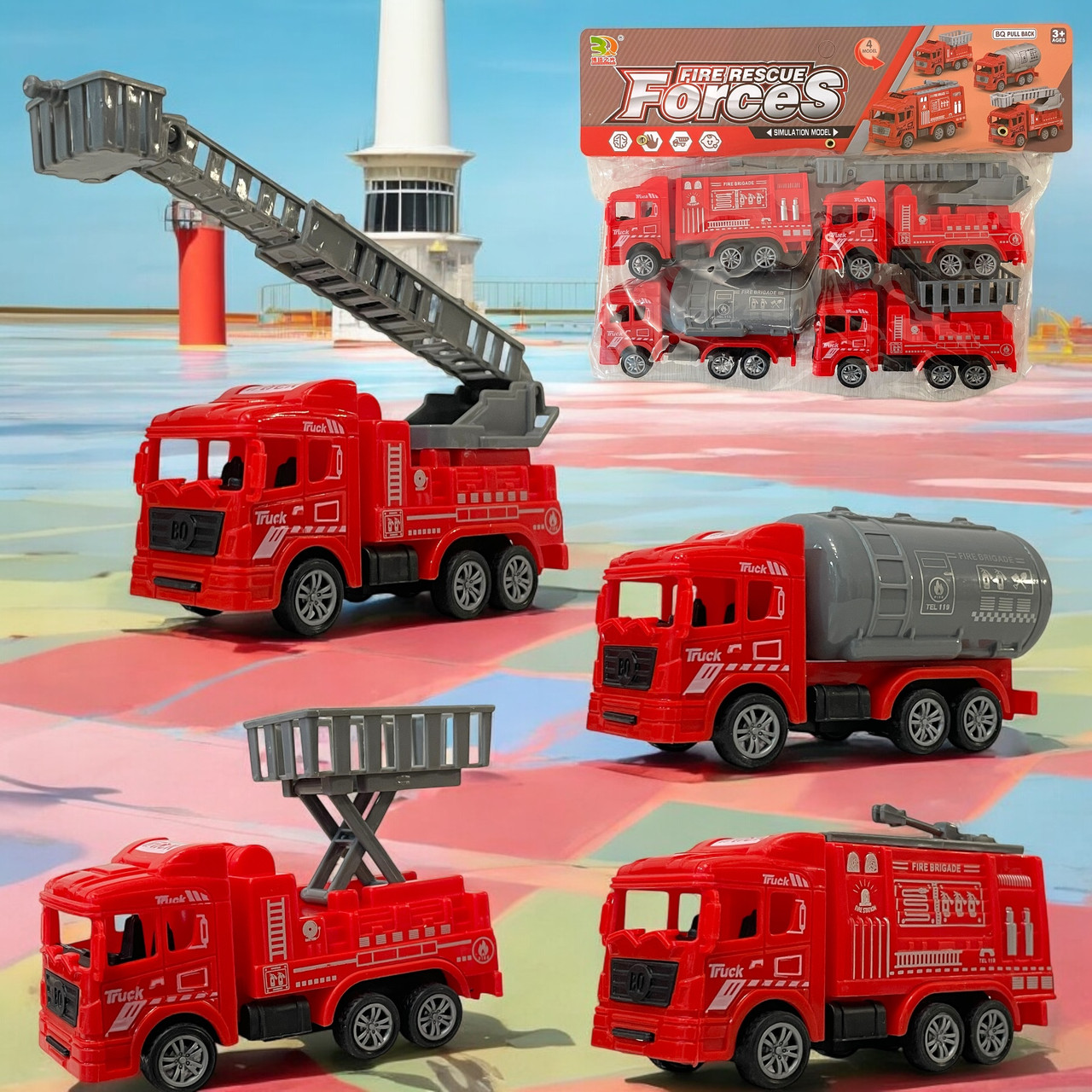 Bq600-2 Пожарная спец машина 4в1 в/п Fire Rescue Forces 23*20см