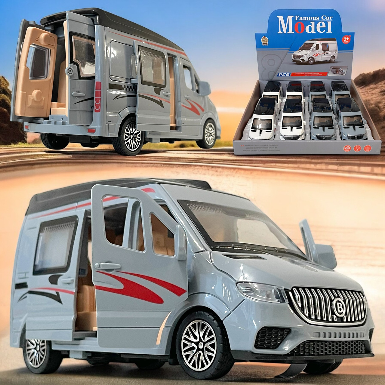 9904 Фургон Sprinter двери открываются (музыка,свет) 8шт в уп., цена за 1шт 16*7см