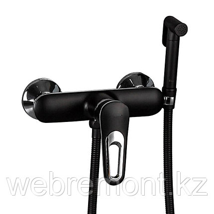 Смеситель Frap с гигиеническим душем F2049-6 черный/хром, фото 1