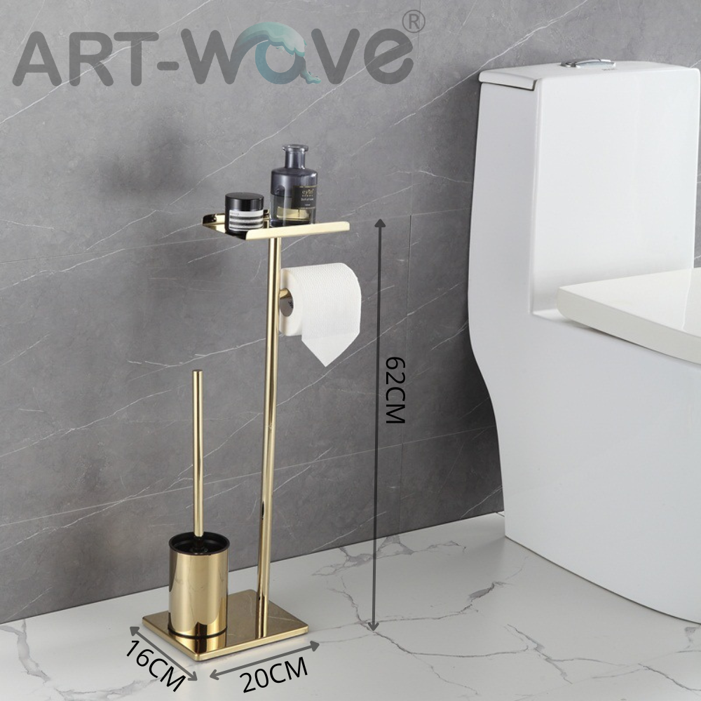 Туалетная стойка с ёршиком T817, золотистая
