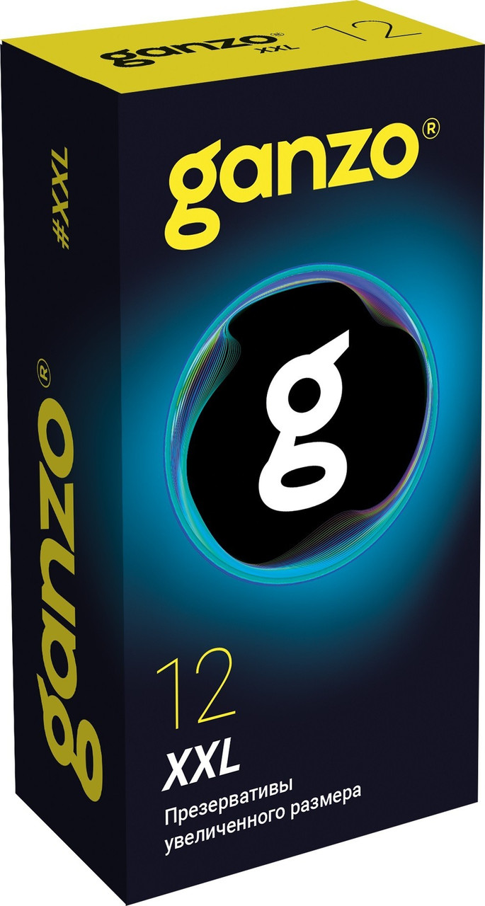 Презервативы "GANZO" XXL №12 BLACK EDITION (увеличенного размера), 12 штук, фото 1