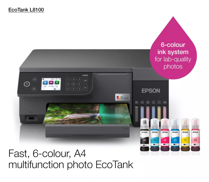Epson МФУ струйное цветное Epson L8100 C11CK94401 А4, до 22 стр/мин, USB, Wi-Fi, Печать на CD/DVD/id картах, 6