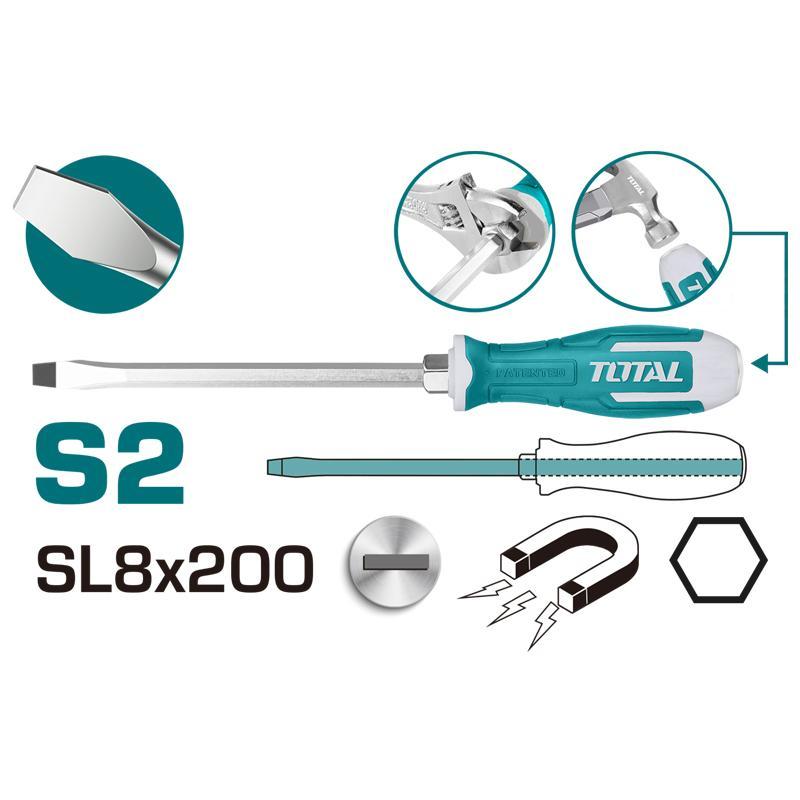 Отвёртка ударная, SL8, 200мм. "ТОТАL"