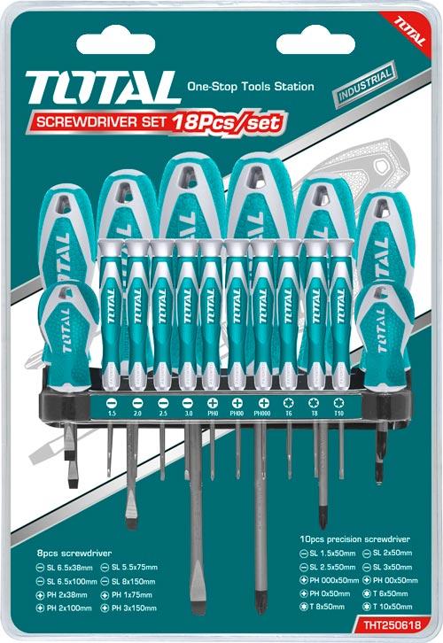 Набор отвёрток 18шт, с подвесом. "ТОТАL"