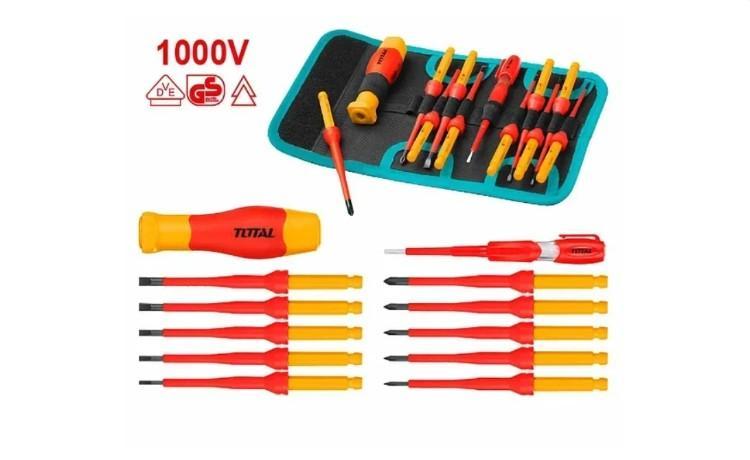 Набор диэлектрических сменных отвёрток INDUSTRIAL, 1000V, 12шт, "ТОТАL"
