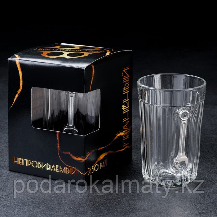 Стакан "Непробиваемый. Гаечный ключ", граненый, 250 мл, фото 1