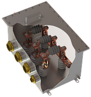 Устройство для заземления экранов силовых кабелей КЗЭ-К коаксиальным кабелем Шкаф заземления, короб заземления