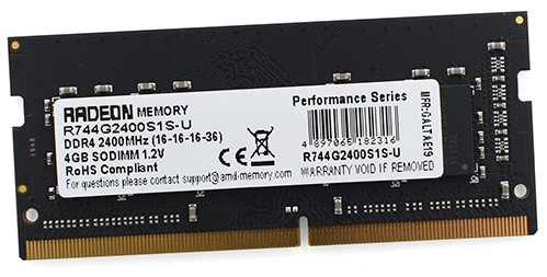 SODIMM 4Gb DDR4 2400MHz 1.2V (память для ноутбуков) Radeon R744G2400S1S-U