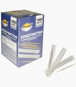 Зубочистки БАМБУКОВЫЕ в индивидуальной бумажной упаковке, 500 шт. в картонной коробке, AVIORA