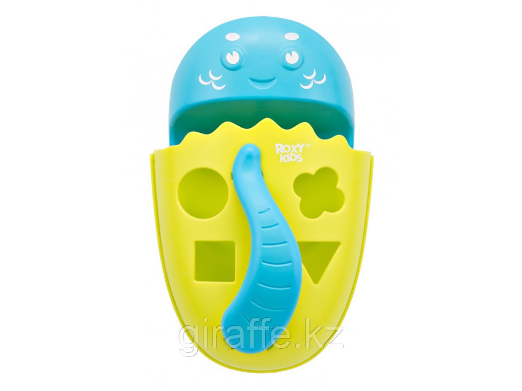 Органайзер детский ковш для ванной для игрушек для купания DINO от ROXY-KIDS c полкой, цвет цвет зеленый, фото 1