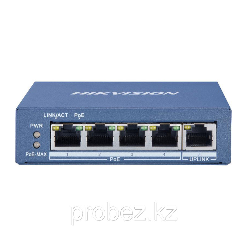Hikvision DS-3E0505P-E/M Коммутатор 4-портовый неуправляемый PoE