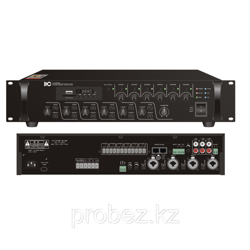 ITC TI-5006S Микширующий усилитель с аттенюатором и USB, 500Вт
