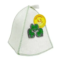 Шапка для бани Жар-Банька «Валентинки зеленый перелив», войлок, с войлочной нашивкой