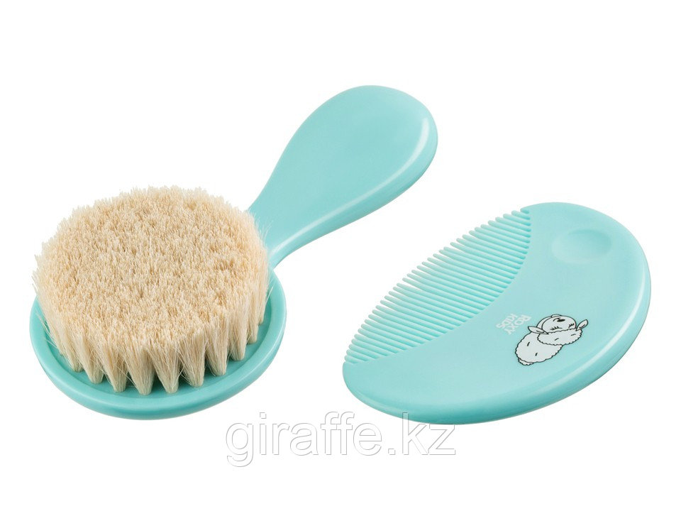 Расческа-щетка мягкая детская с мягким ворсом из овечьей шерсти и гребешок ROXY-KIDS, цвет бирюзовый, фото 1