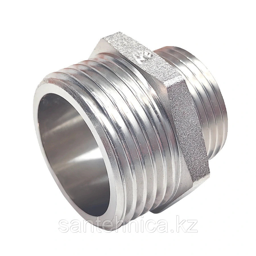 Ниппель переходной латунь Ду 15х8 (1/2"х1/4") наруж. резьба Никель (10/360)