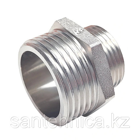Ниппель переходной латунь Ду 15х10 (1/2"х3/8") наруж. резьба Никель (10/360), фото 1