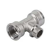 Тройник латунь Ду 15 (1/2") внутр./наруж./внутр. Никель (10/80)