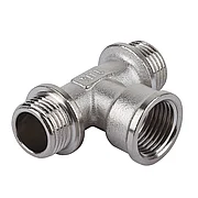 Тройник латунь Ду 15 (1/2") наруж./внутр./наруж. Никель (10/80)