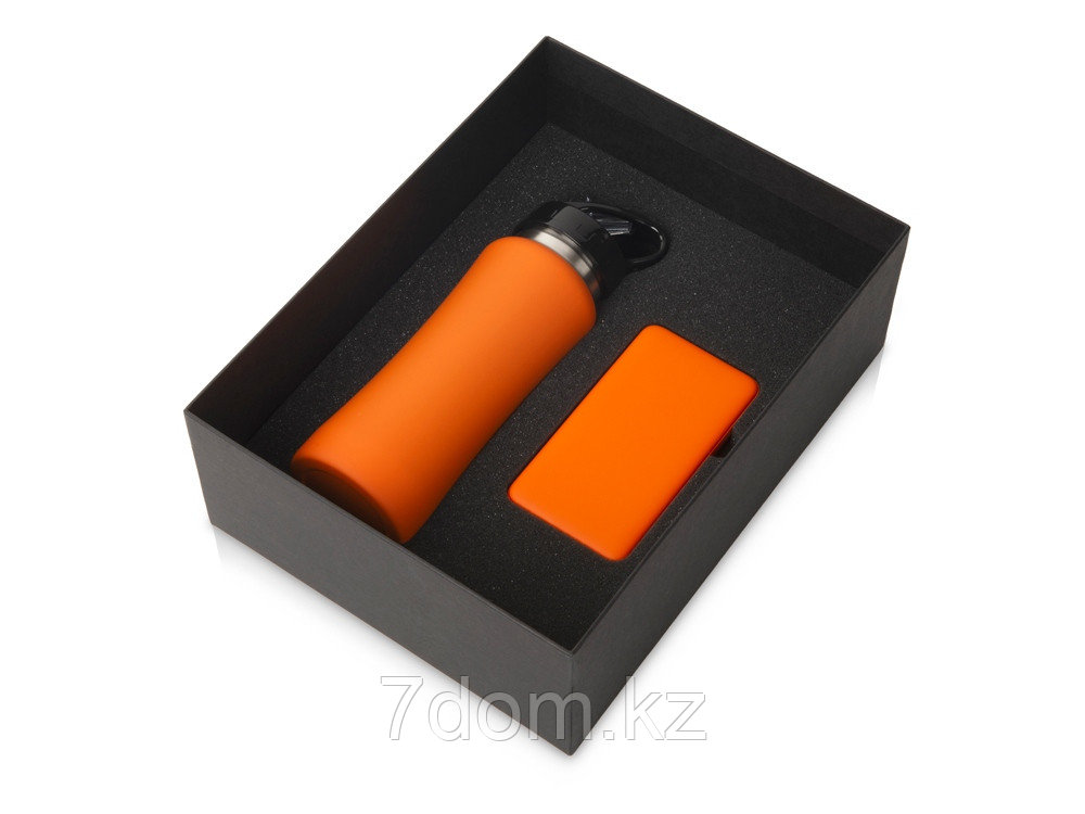 Подарочный набор с бутылкой для воды и повербанком С1, 5000 mAh, оранжевый, фото 1