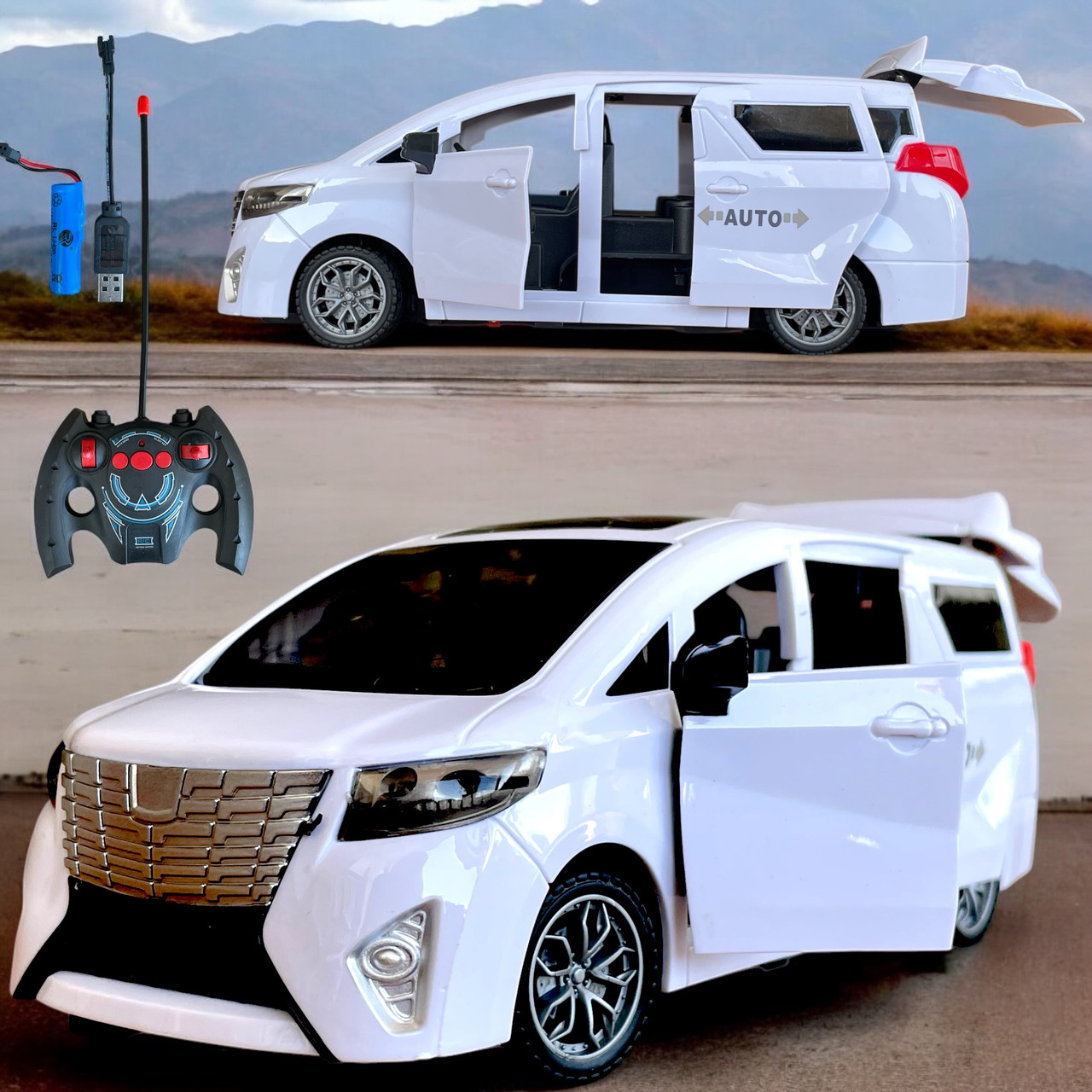 JT700 Toyota Альфард (белый) на р/у, 4 функции,двери открыв, 32*12см, фото 1