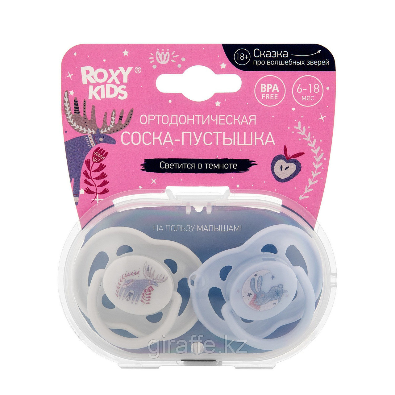 Пустышка силиконовая SCANDI от ROXY-KIDS, 2 шт, в контейнере, 6-18 мес, фото 1
