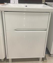 Тумба AQUARODOS "Сидней" (белый глянец) в комплекте с умыв. "Elite" 60 см (напольная)