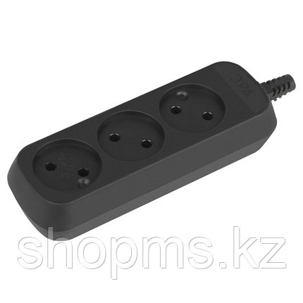 Колодка ЭРА KX-3-B 3 розетки без зазeмления черная, фото 1