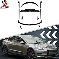 Комплект обвеса на Tesla Model 3 2017-23 дизайн Turbo AERO KIT LED (Черный цвет)