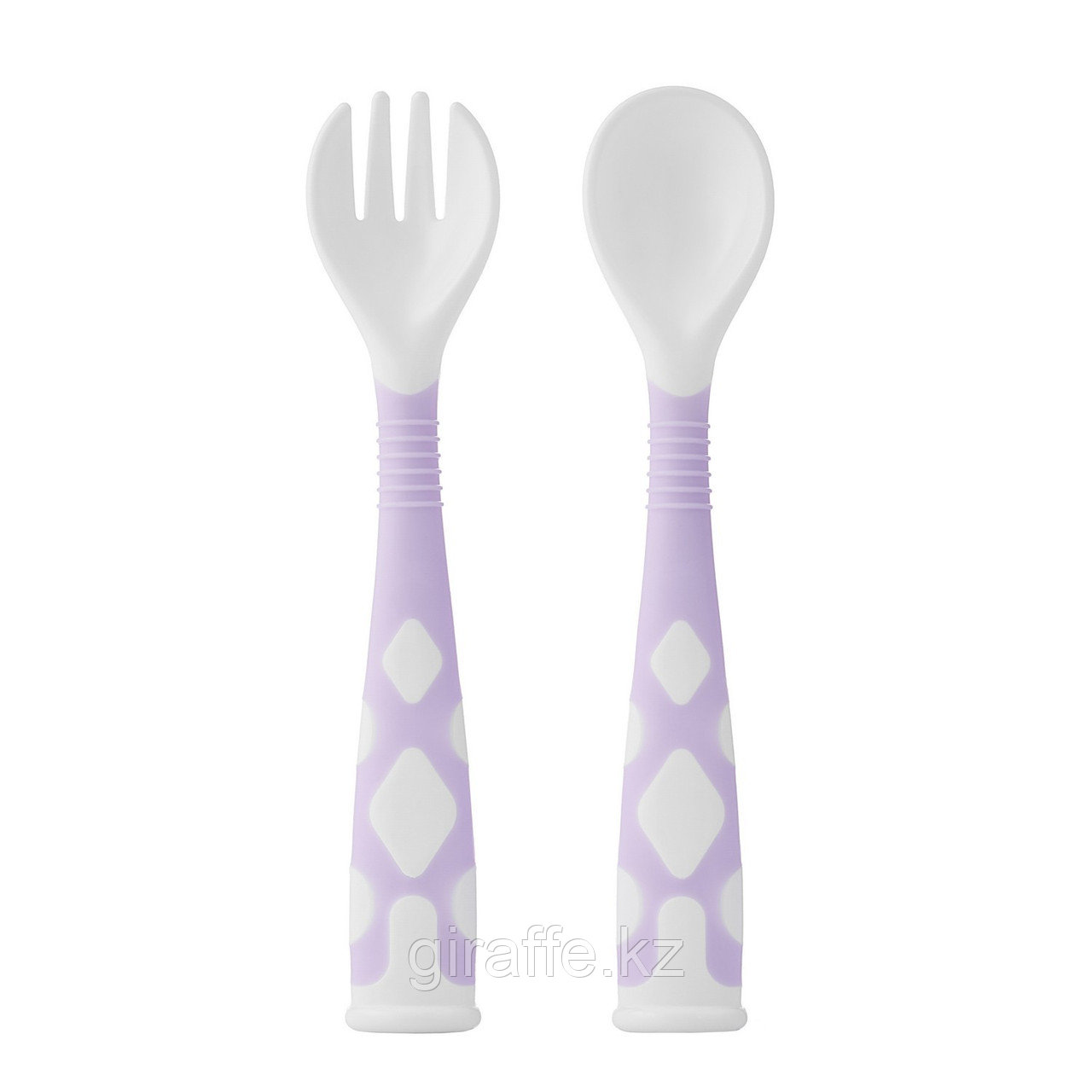 Набор гибких столовых приборов ROXY-KIDS для малышей в пенале, ложка и вилка, цвет фиолетовый, фото 1