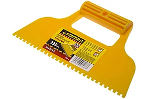 Шпатель малярный , зубчатый 4х4 мм, пластмассовый, STAYER MASTER 230 мм