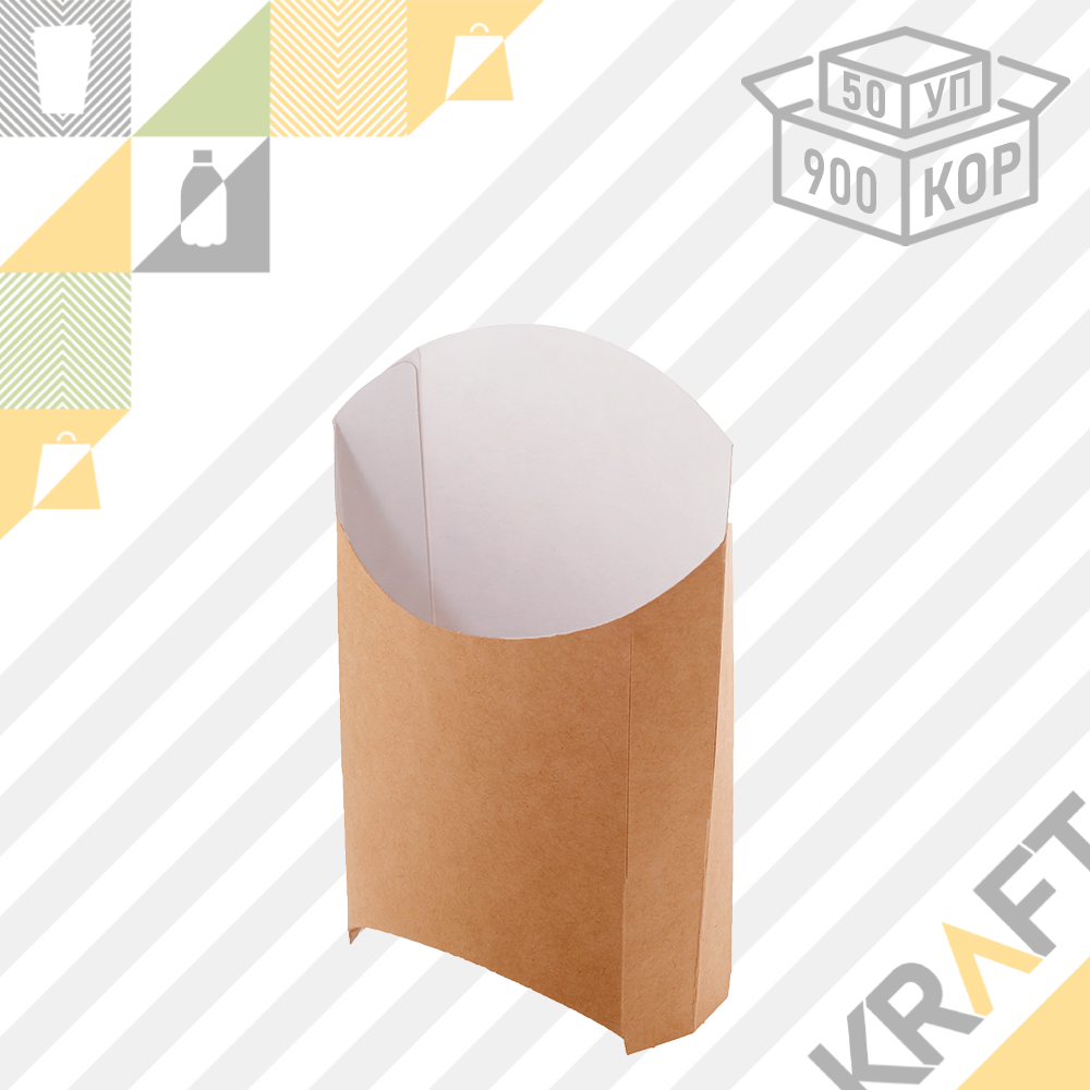 OSQ ECO FRY M, Упаковка для картофеля фри 105*50*110 (50/900), фото 1