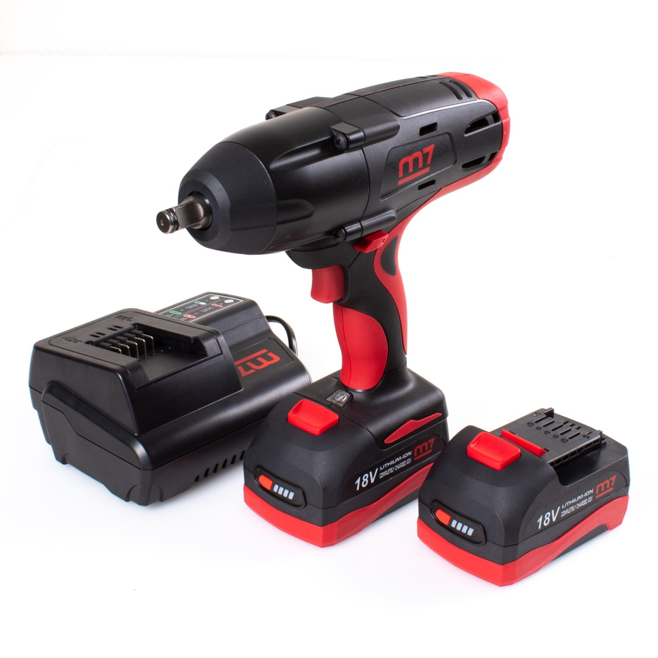 MIGHTY SEVEN Гайковерт аккумуляторный ударный 1/2", 1220 Нм, 18 В, 4 предмета, кейс - фото 1 - id-p121623845