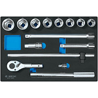 KING TONY Набор торцевых головок 3/4 с принадлежностями, ложемент, 14 предметов