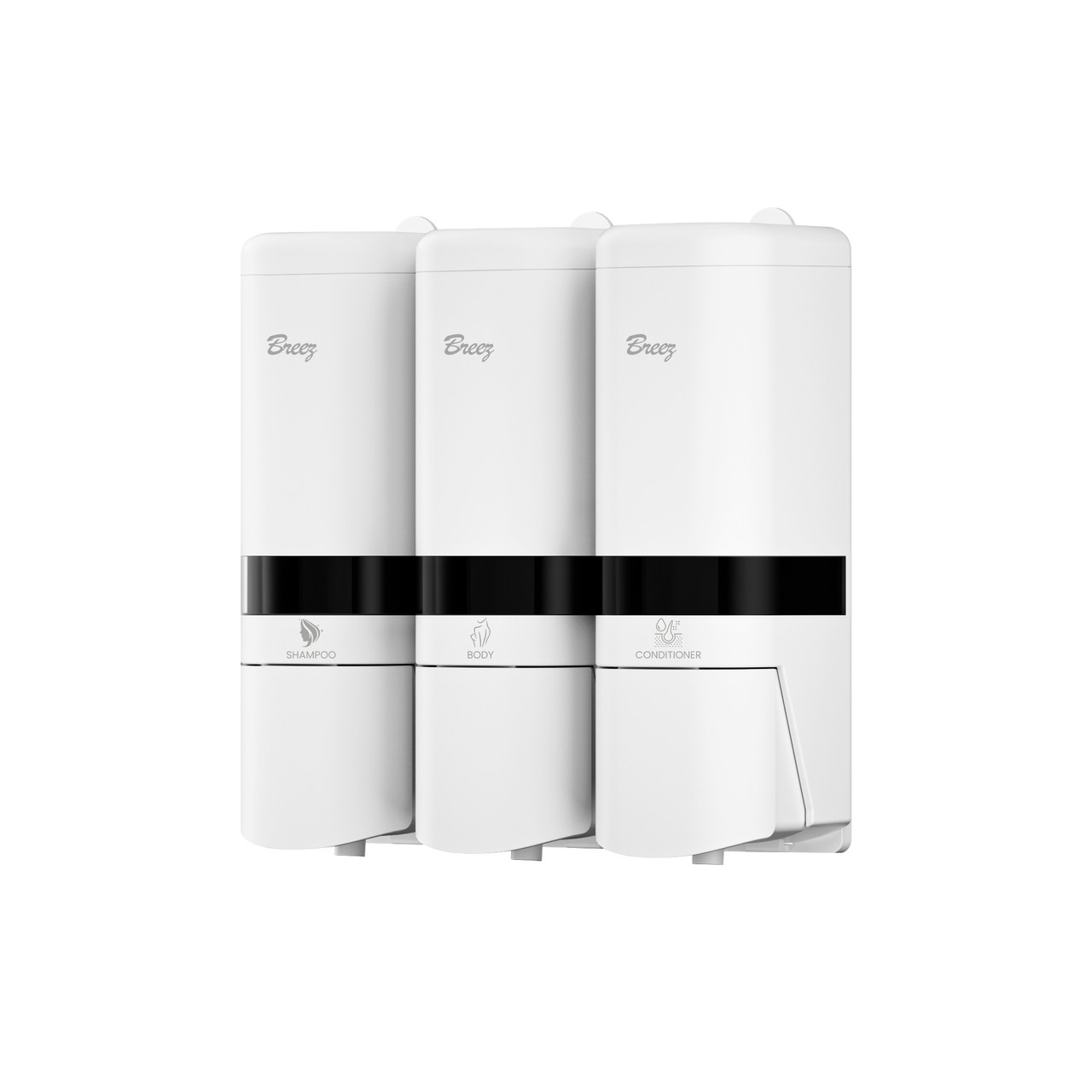 Настенный тройной дозатор для душевых BREEZ S-8163 белый (480x3) мл.
