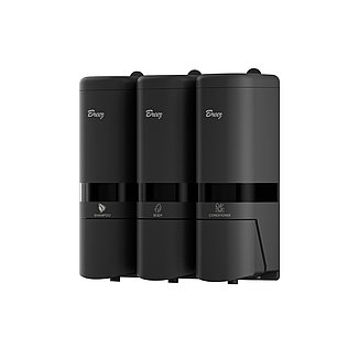Настенный тройной дозатор для душевых BREEZ S-8163 чёрный (480x3) мл., фото 1