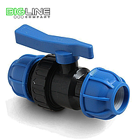 Кран шаровой компрессионный PN16 d 25 для ПЭ труб, Fitsa