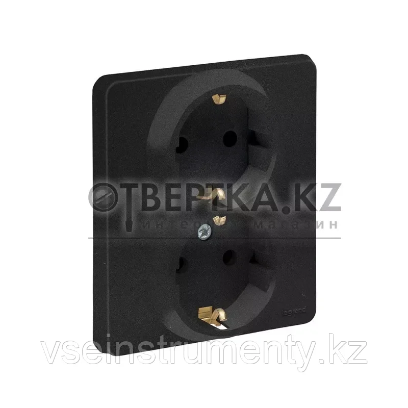 Розетка 2 x 2К+З 16 А 250 В Legrand Inspiria 673753 антрацит, фото 1