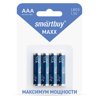Батарейка алкалиновая (щелочная) Smartbuy MAXX LR03 (AAA)/4B